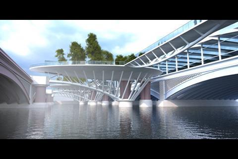 View of proposed Garden Islands Bridge form The Queens Walk on the South Bank